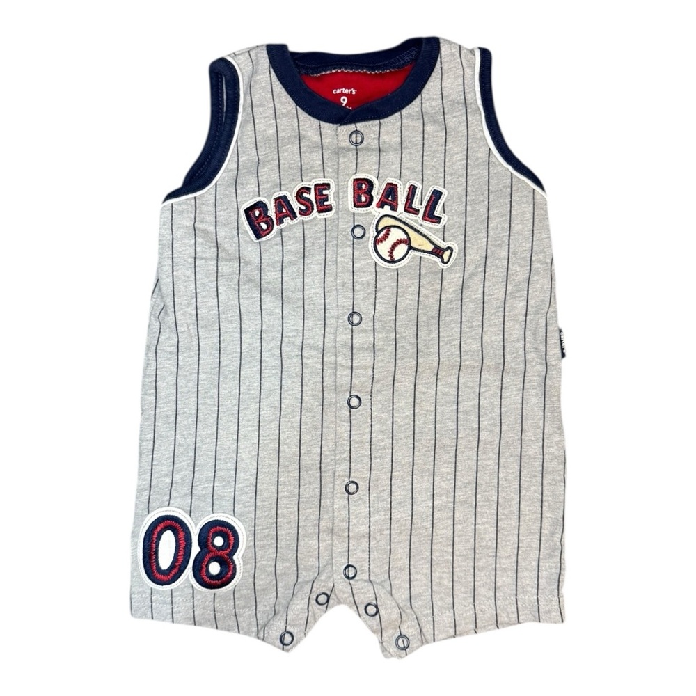 Carter's Gray Baseball Sleeveless Romper